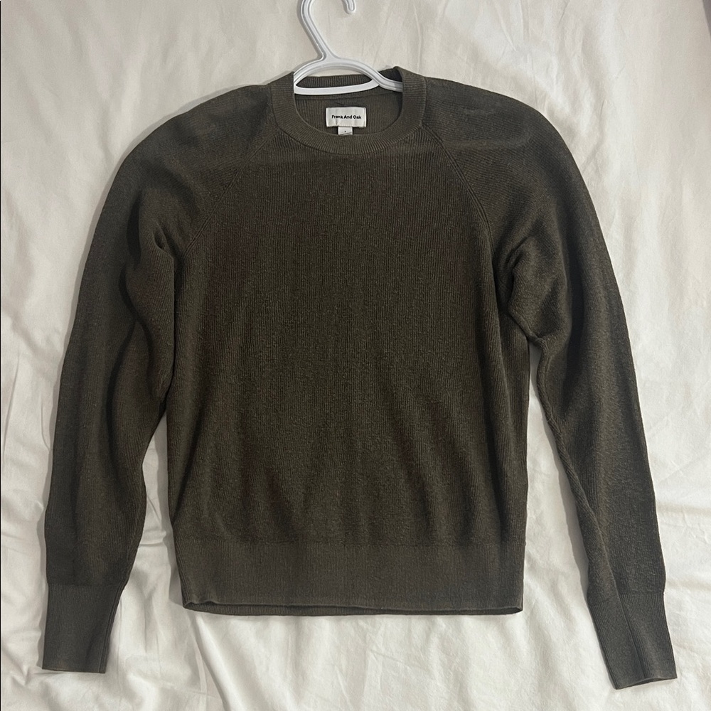 Frank and Oak Dark Green/Brown Sweater Semi-Sheer